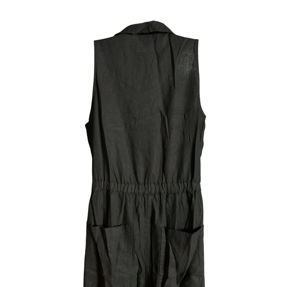 Universal Thread Womens Sleeveless Black Button-Front Jumpsuit Drawstring Waist - Picture 9 of 12